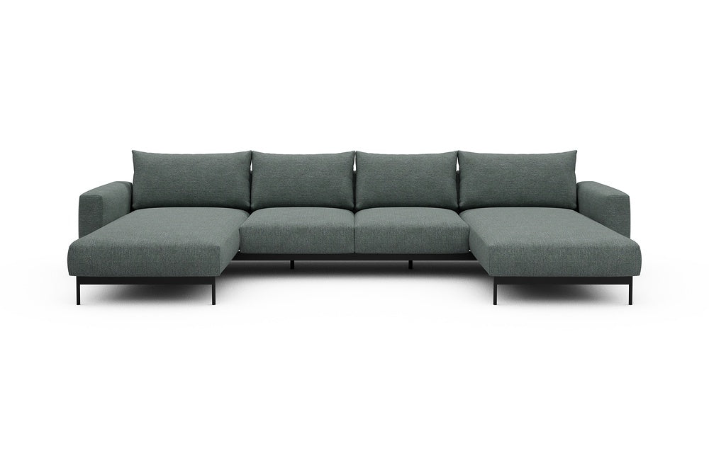 Arthon Modular Sofa - B4 - 365 x 185 cm - Chaise + 2 Seater + Chaise - 770 Carreno Cielo Blue
