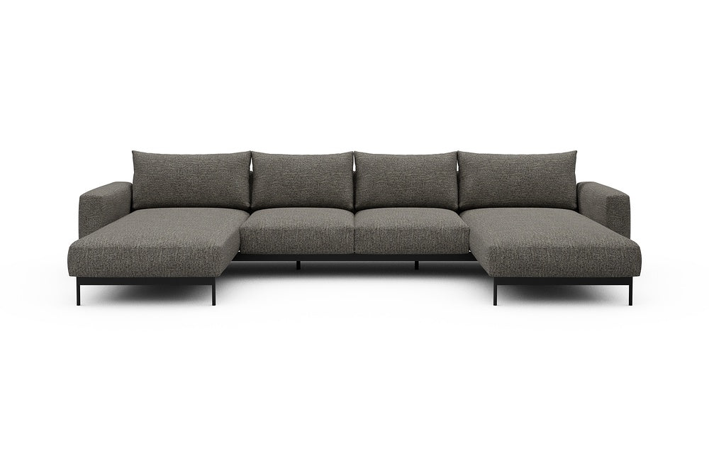 Arthon Modular Sofa - B4M - 365 x 185 cm - Chaise + 2 Seater + Chaise - 771 Carreno Sepia Brown