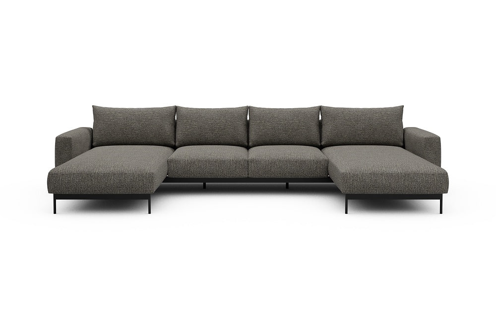 Arthon Modular Sofa - B4 - 365 x 185 cm - Chaise + 2 Seater + Chaise - 771 Carreno Sepia Brown