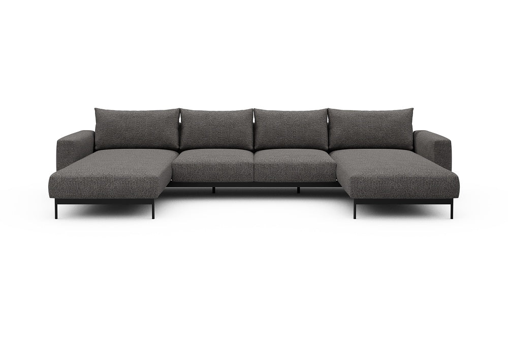 Arthon Modular Sofa - B4M - 365 x 185 cm - Chaise + 2 Seater + Chaise - 772 Carreno Salt & Pepper