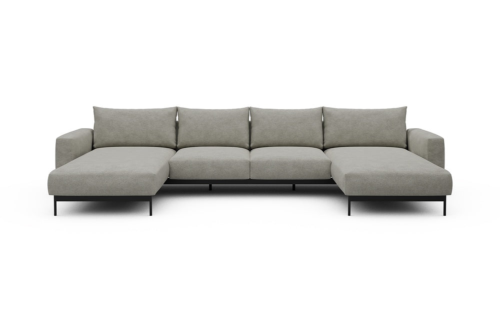 Arthon Modular Sofa - B4M - 365 x 185 cm - Chaise + 2 Seater + Chaise - 773 Carreno Moon Stone White