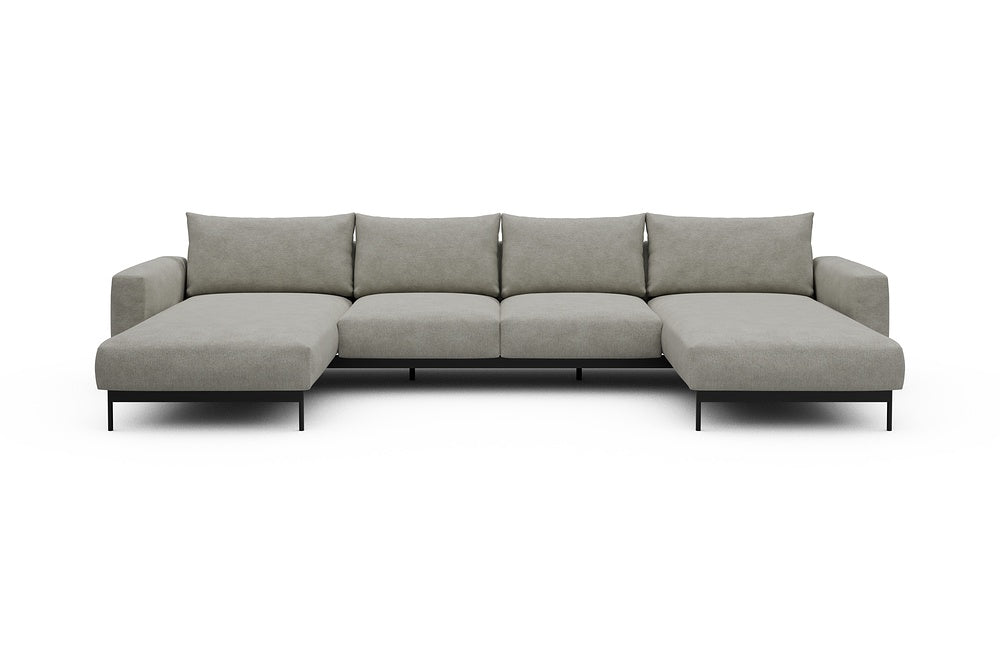 Arthon Modular Sofa - B4 - 365 x 185 cm - Chaise + 2 Seater + Chaise - 773 Carreno Moon Stone White