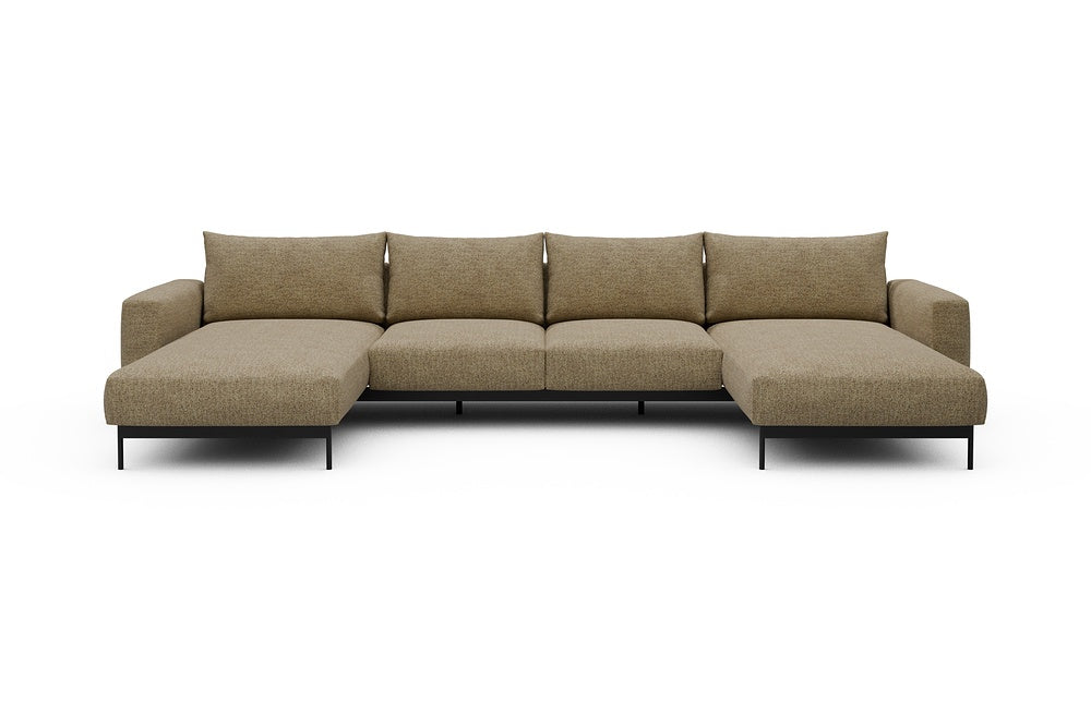 Arthon Modular Sofa - B4M - 365 x 185 cm - Chaise + 2 Seater + Chaise - 774 Carreno Sicilian Yellow