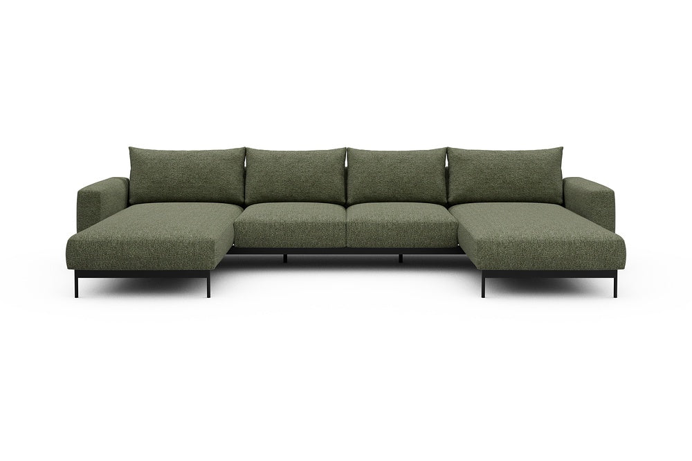 Arthon Modular Sofa - B4 - 365 x 185 cm - Chaise + 2 Seater + Chaise - 775 Carreno Vivid Green