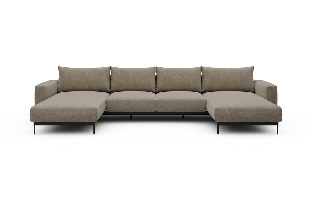 Arthon Modular Sofa - B4M - 365 x 185 cm - Chaise + 2 Seater + Chaise - 810 Smooth Smooth Beige