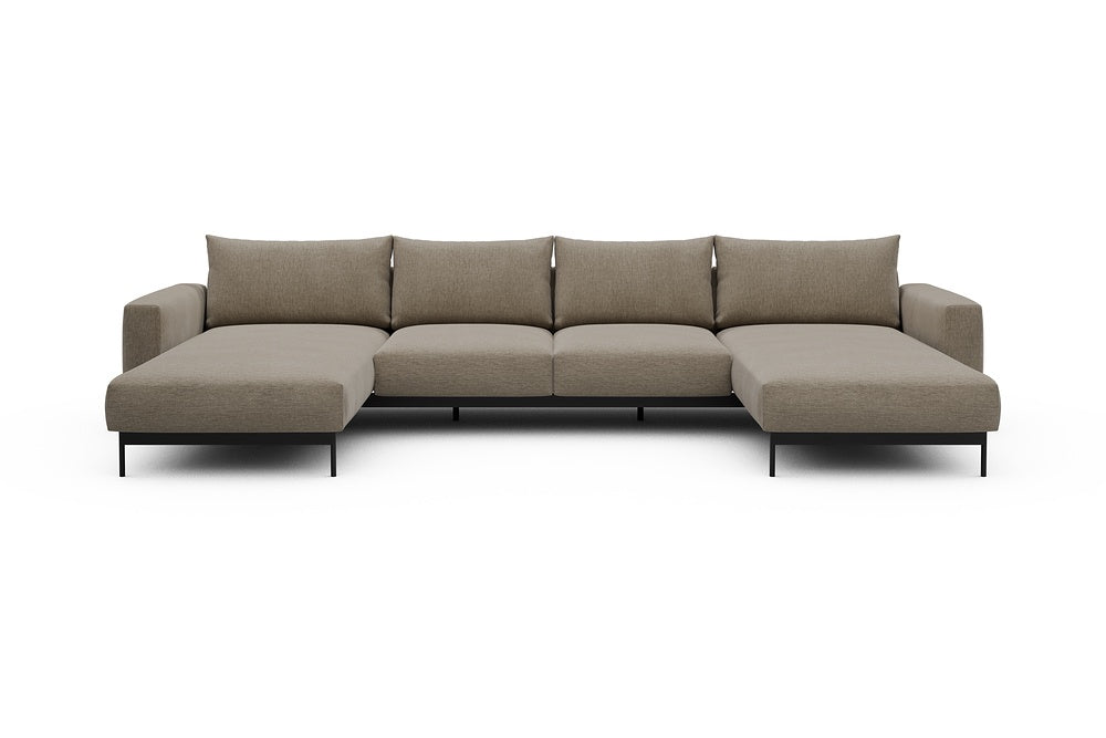 Arthon Modular Sofa - B4 - 365 x 185 cm - Chaise + 2 Seater + Chaise - 810 Smooth Smooth Beige
