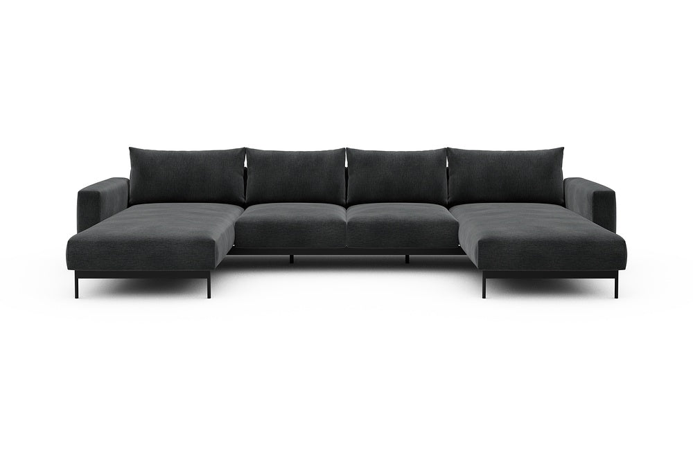 Arthon Modular Sofa - B4M - 365 x 185 cm - Chaise + 2 Seater + Chaise - 811 Smooth Deep Warm Grey