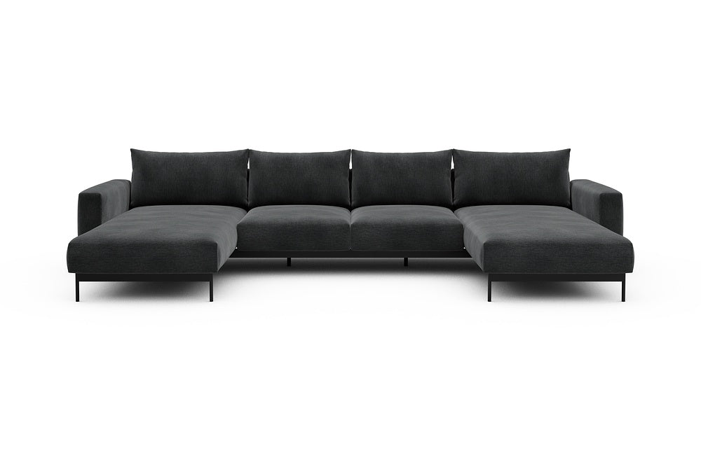Arthon Modular Sofa - B4 - 365 x 185 cm - Chaise + 2 Seater + Chaise - 811 Smooth Deep Warm Grey