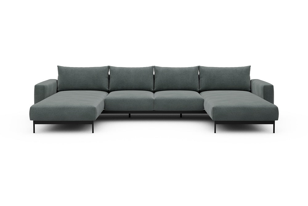 Arthon Modular Sofa - B4M - 365 x 185 cm - Chaise + 2 Seater + Chaise - 812 Smooth Smooth Silver Grey