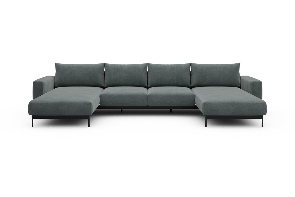 Arthon Modular Sofa - B4 - 365 x 185 cm - Chaise + 2 Seater + Chaise - 812 Smooth Smooth Silver Grey