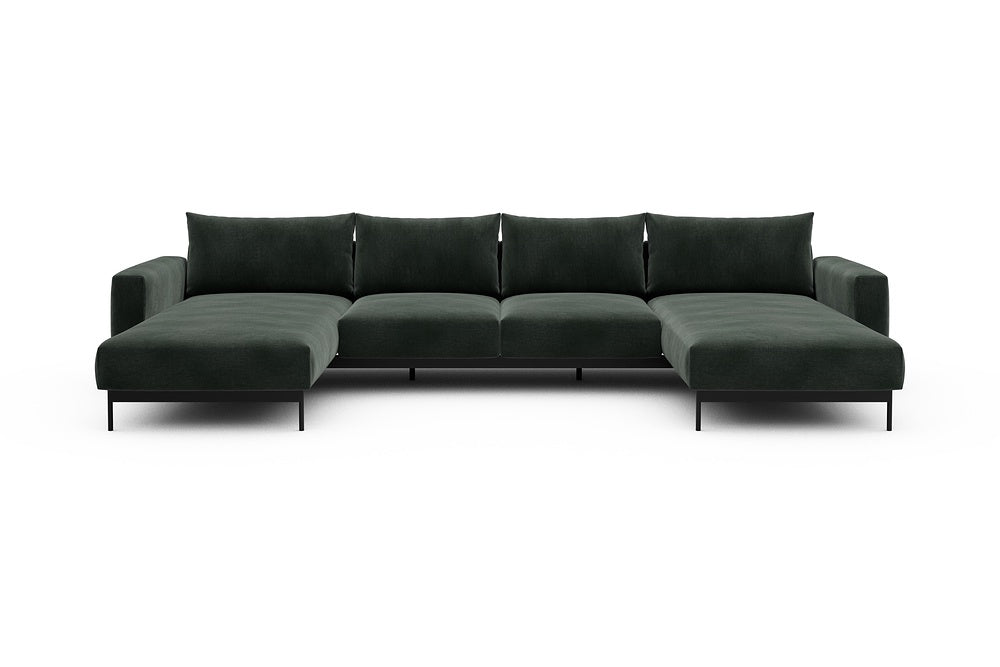 Arthon Modular Sofa - B4 - 365 x 185 cm - Chaise + 2 Seater + Chaise - 814 Smooth Laural Green