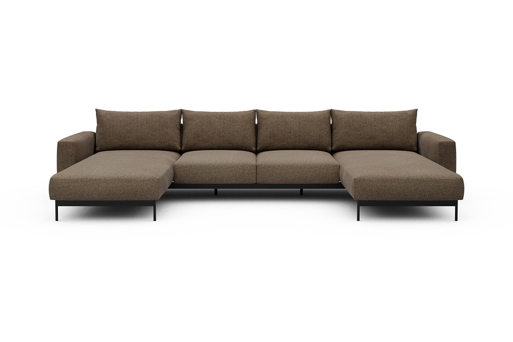 Arthon Modular Sofa - B4M - 365 x 185 cm - Chaise + 2 Seater + Chaise - 817 Aivi Khaki Brown