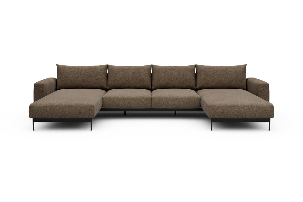 Arthon Modular Sofa - B4 - 365 x 185 cm - Chaise + 2 Seater + Chaise - 817 Aivi Khaki Brown