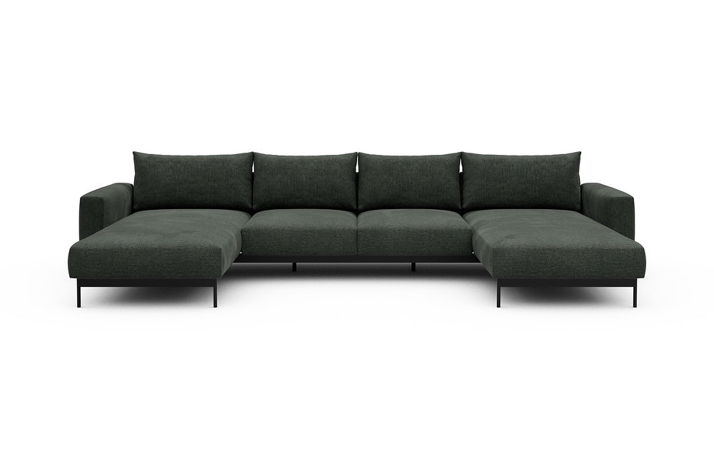 Arthon Modular Sofa - B4 - 365 x 185 cm - Chaise + 2 Seater + Chaise - 818 Aivi Pine Green