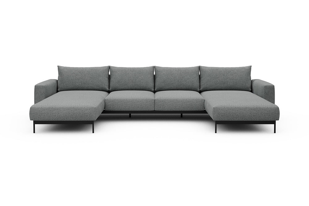 Arthon Modular Sofa - B4M - 365 x 185 cm - Chaise + 2 Seater + Chaise - 819 Aivi Gravel Grey