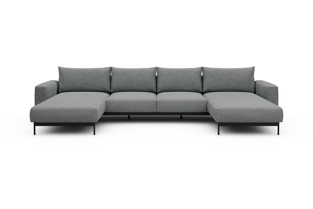 Arthon Modular Sofa - B4 - 365 x 185 cm - Chaise + 2 Seater + Chaise - 819 Aivi Gravel Grey