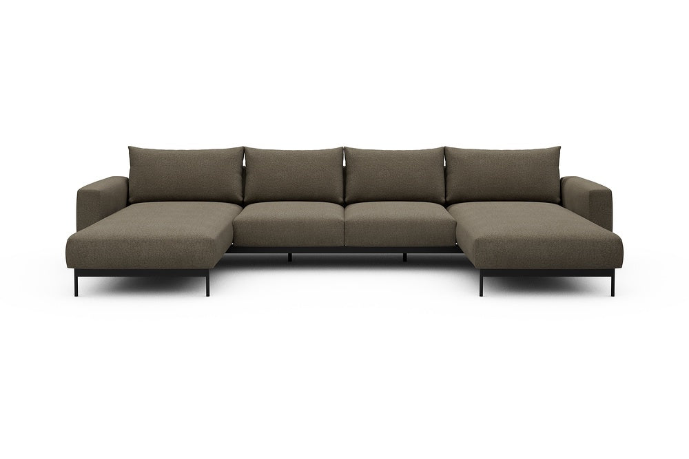 Arthon Modular Sofa - B4M - 365 x 185 cm - Chaise + 2 Seater + Chaise - 850 Mahoga Caramel Grey