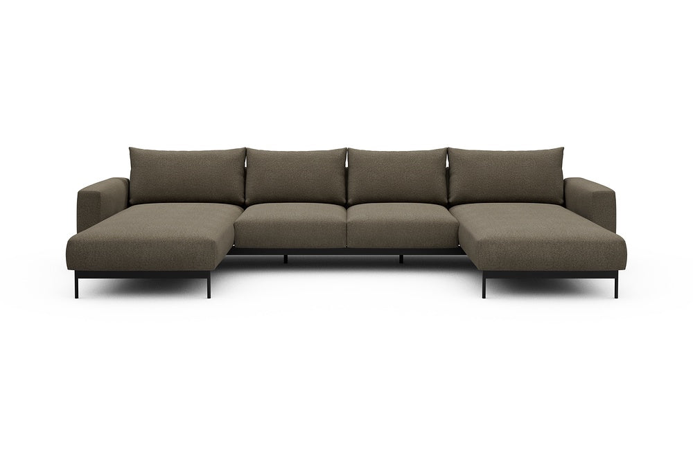 Arthon Modular Sofa - B4 - 365 x 185 cm - Chaise + 2 Seater + Chaise - 850 Mahoga Caramel Grey