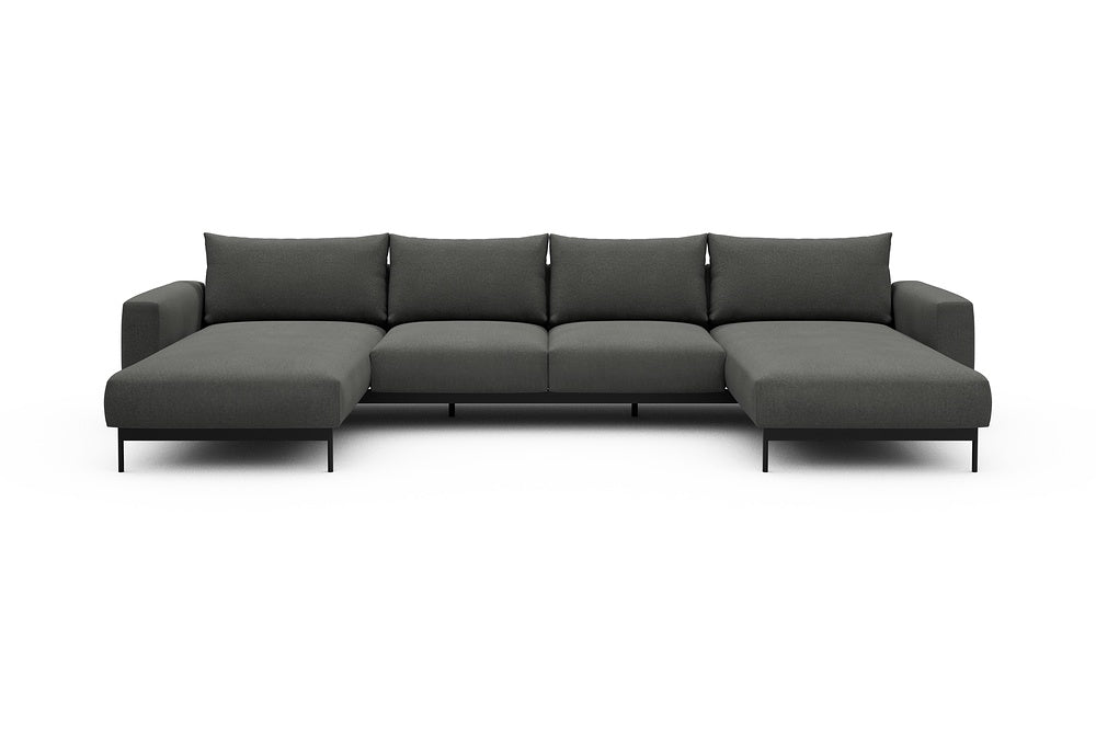 Arthon Modular Sofa - B4 - 365 x 185 cm - Chaise + 2 Seater + Chaise - 852 Mahoga Seal Grey
