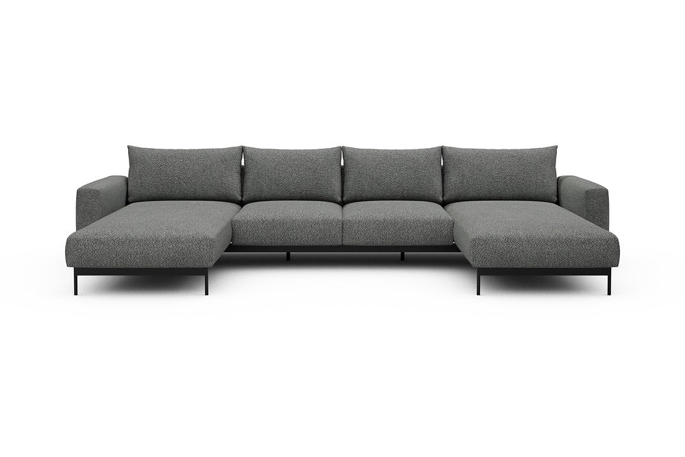 Arthon Modular Sofa - B4M - 365 x 185 cm - Chaise + 2 Seater + Chaise - 868 Vanora Warm Grey