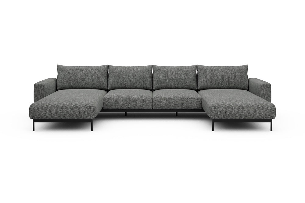 Arthon Modular Sofa - B4 - 365 x 185 cm - Chaise + 2 Seater + Chaise - 868 Vanora Warm Grey