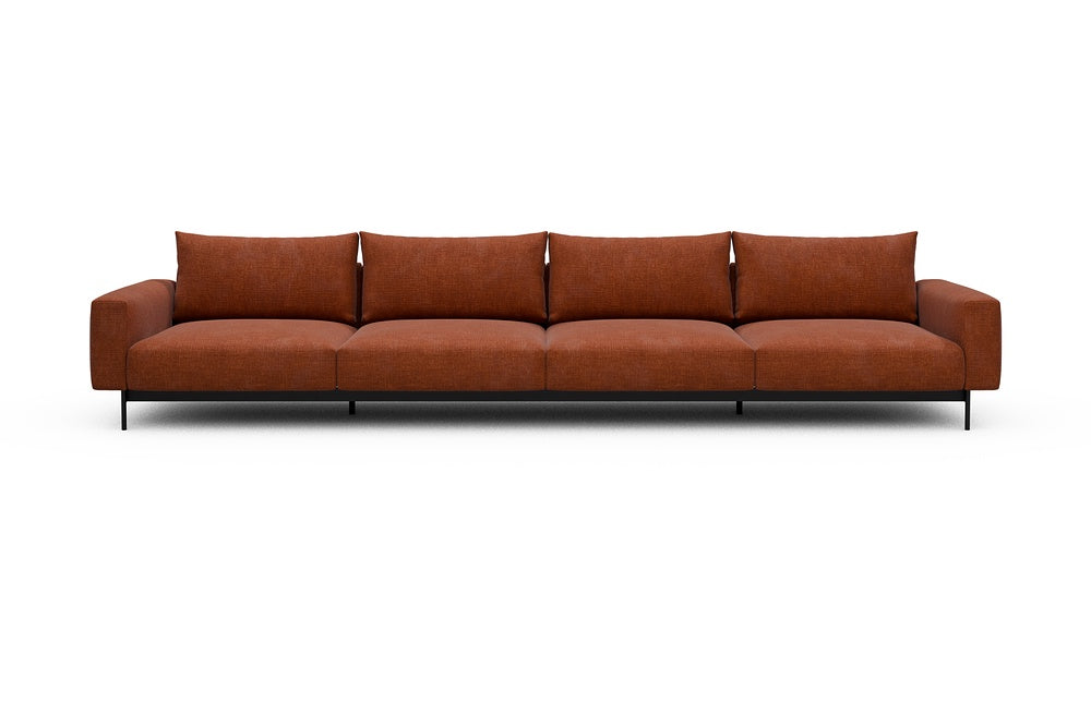 Arthon Modular Sofa - C4 - 395 x 100 cm - 4 Seater - 412 Esina Rust Orange
