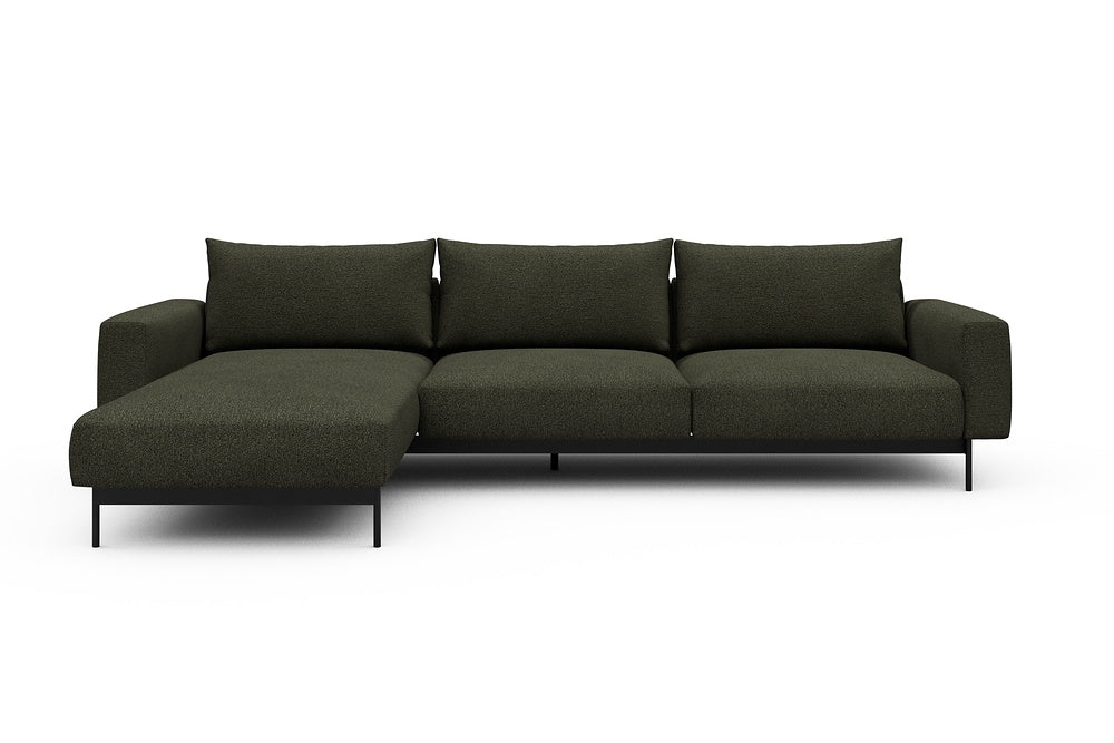 Arthon Modular Sofa - D2M - 305 x 185 cm - Chaise + 2 Seater - 535 Bouclé Forest Green