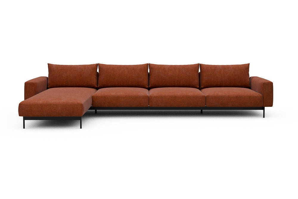 Arthon Modular Sofa - D3M - 395 x 185 cm - Chaise + 3 Seater - 412 Esina Rust Orange