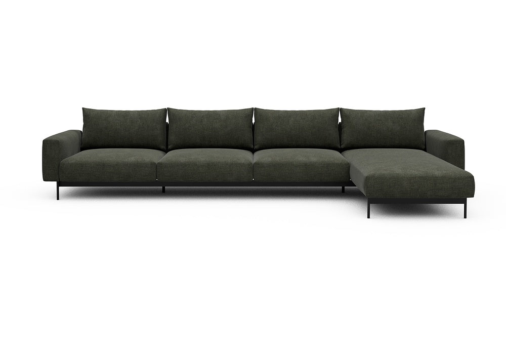 Arthon Modular Sofa - D3 - 395 x 185 cm - 3 Seater + Chaise - 413 Esina Olive Green