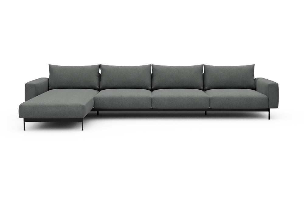 Arthon Modular Sofa - D3M - 395 x 185 cm - Chaise + 3 Seater - 440 Satya Steel Grey