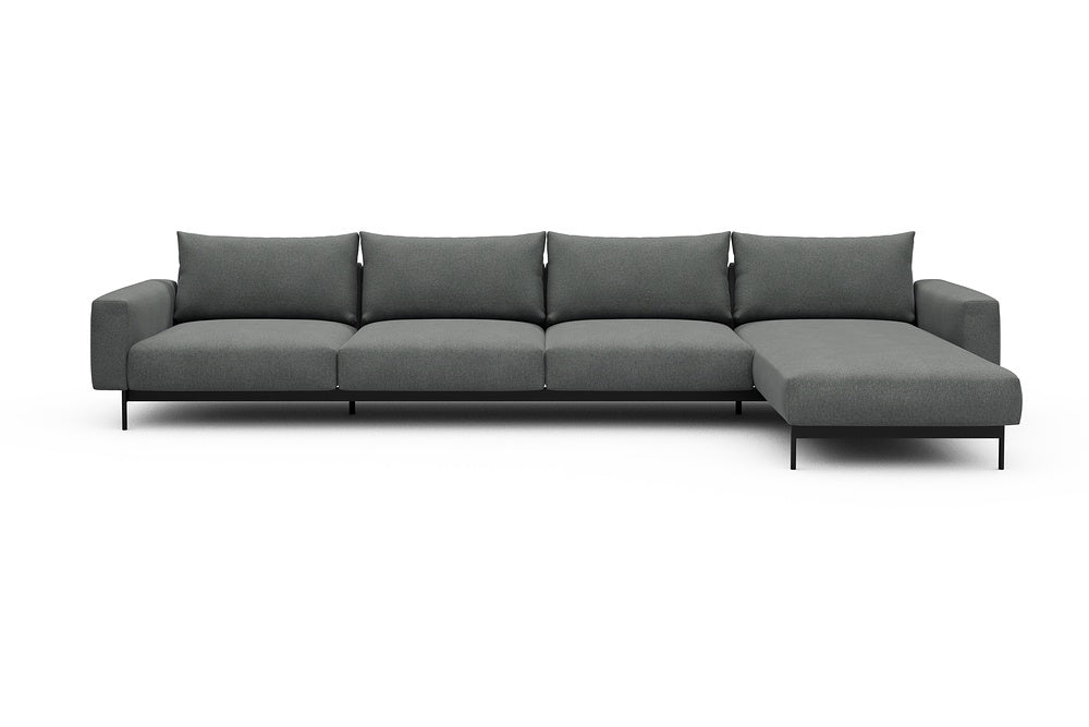 Arthon Modular Sofa - D3 - 395 x 185 cm - 3 Seater + Chaise - 440 Satya Steel Grey