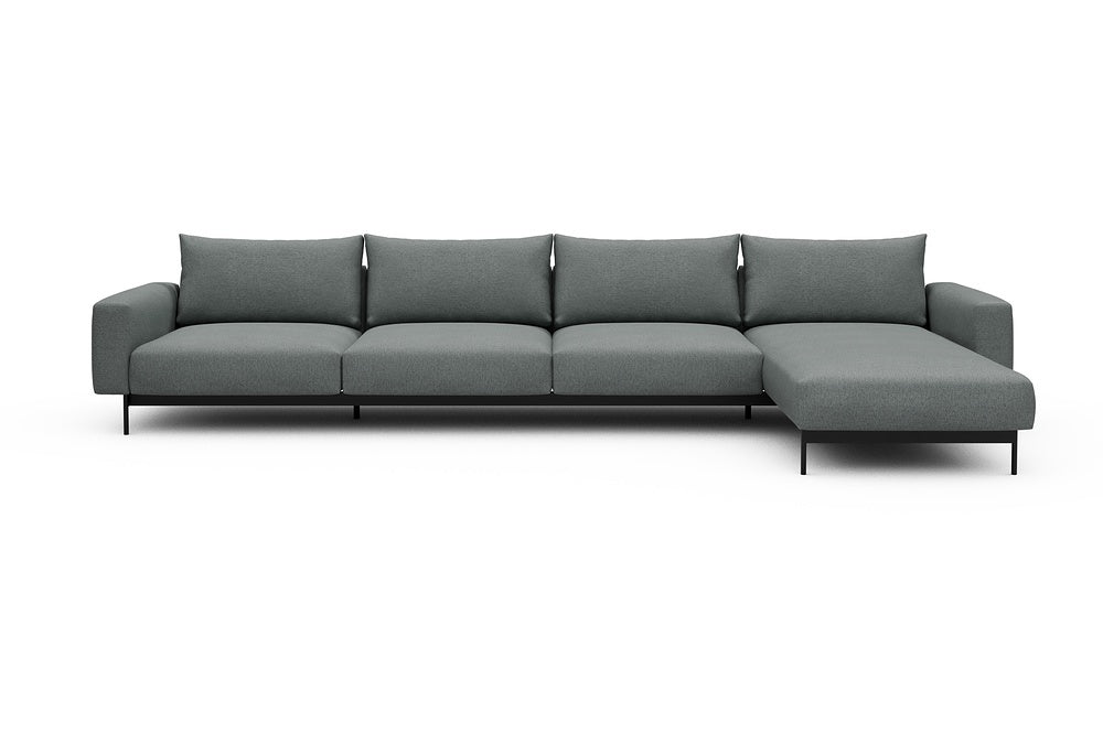 Arthon Modular Sofa - D3 - 395 x 185 cm - 3 Seater + Chaise - 485 Denari Soft Grey
