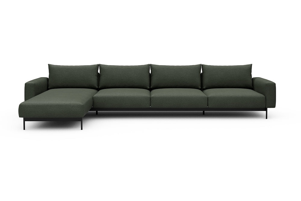 Arthon Modular Sofa - D3M - 395 x 185 cm - Chaise + 3 Seater - 488 Denari Forest Green