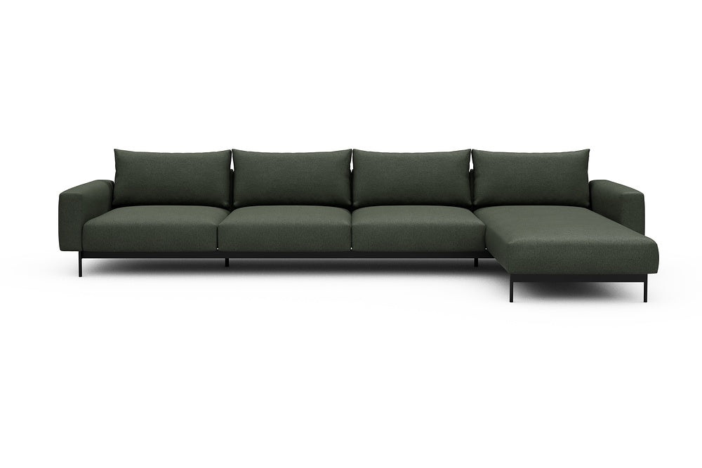 Arthon Modular Sofa - D3 - 395 x 185 cm - 3 Seater + Chaise - 488 Denari Forest Green