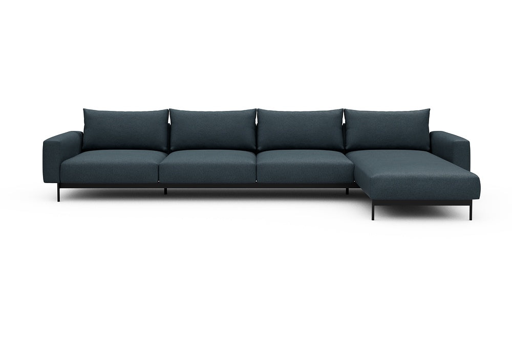 Arthon Modular Sofa - D3 - 395 x 185 cm - 3 Seater + Chaise - 489 Denari Royal Blue
