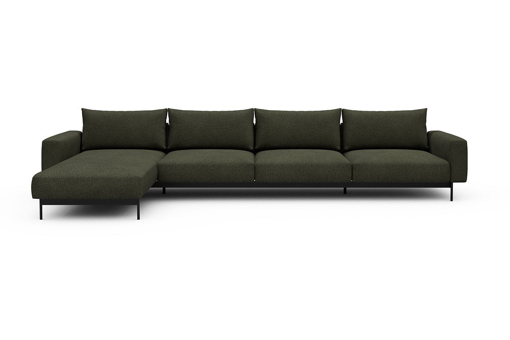 Arthon Modular Sofa - D3M - 395 x 185 cm - Chaise + 3 Seater - 535 Bouclé Forest Green