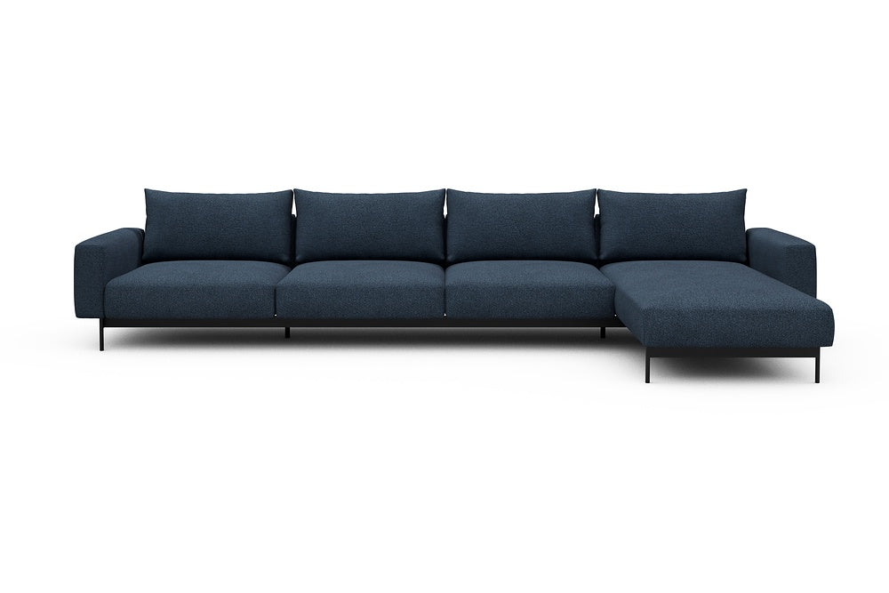 Arthon Modular Sofa - D3 - 395 x 185 cm - 3 Seater + Chaise - 537 Bouclé Blue