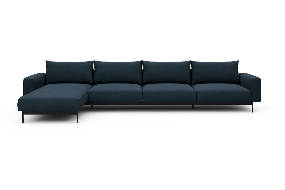 Arthon Modular Sofa - D3M - 395 x 185 cm - Chaise + 3 Seater - 580 Argus Navy Blue
