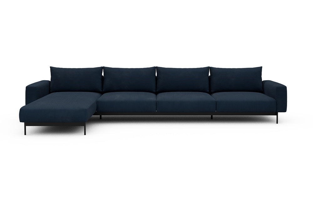 Arthon Modular Sofa - D3M - 395 x 185 cm - Chaise + 3 Seater - 591 Corduroy Midnight-Blue