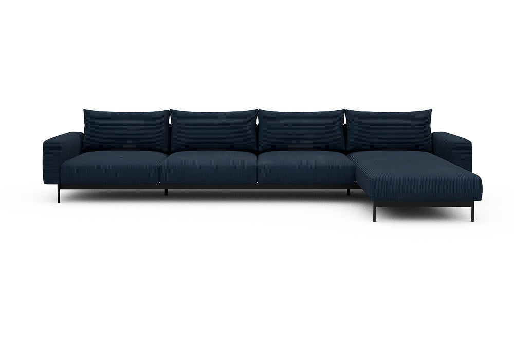 Arthon Modular Sofa - D3 - 395 x 185 cm - 3 Seater + Chaise - 591 Corduroy Midnight-Blue