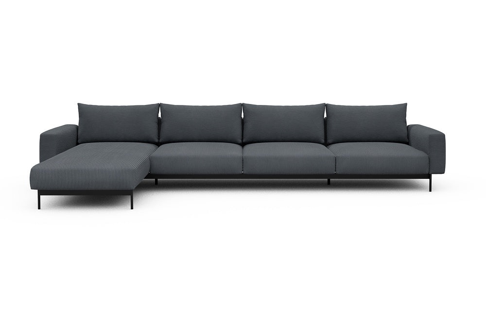 Arthon Modular Sofa - D3M - 395 x 185 cm - Chaise + 3 Seater - 592 Corduroy Silvermist