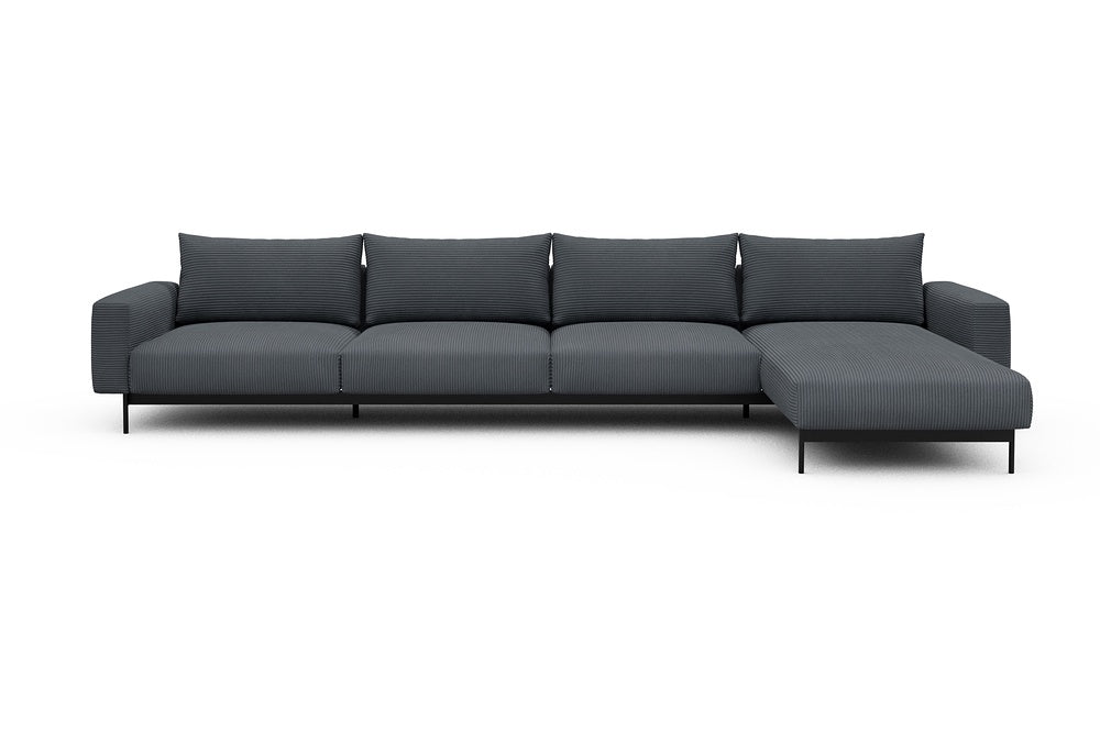 Arthon Modular Sofa - D3 - 395 x 185 cm - 3 Seater + Chaise - 592 Corduroy Silvermist