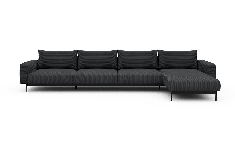 Arthon Modular Sofa - D3 - 395 x 185 cm - 3 Seater + Chaise - 593 Corduroy Graphite