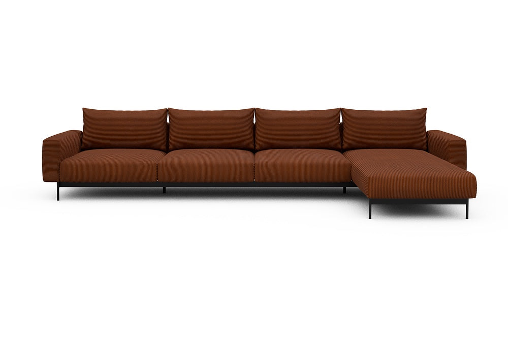 Arthon Modular Sofa - D3 - 395 x 185 cm - 3 Seater + Chaise - 595 Corduroy Burnt-Orange