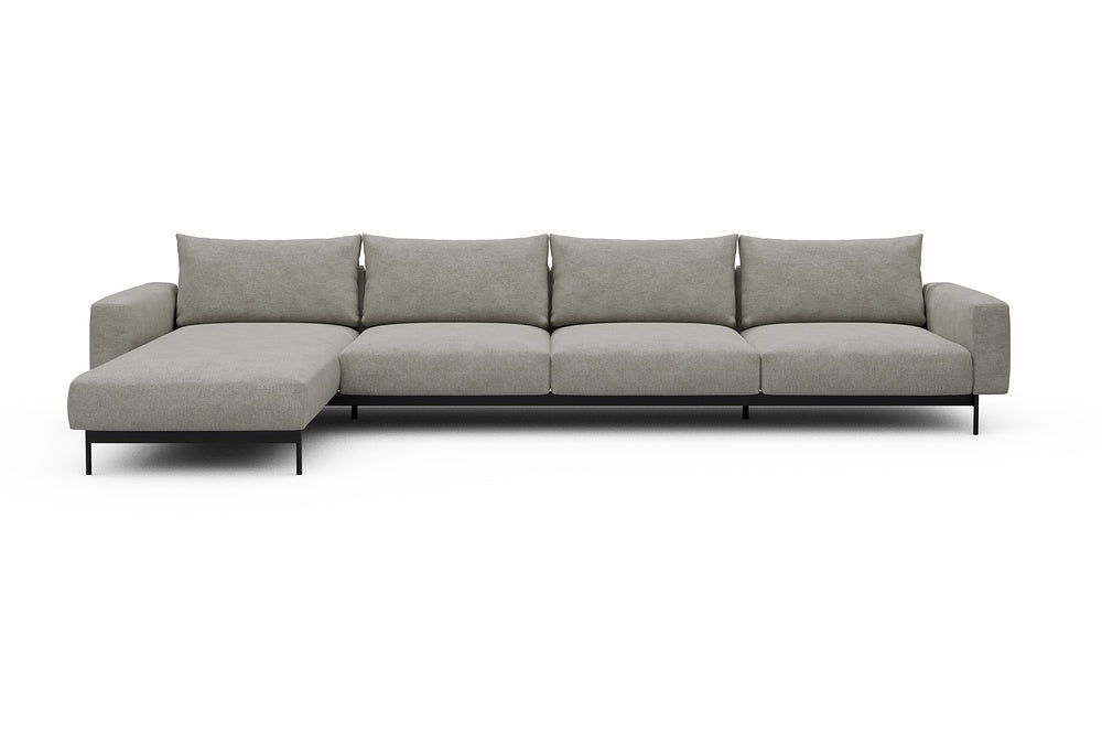 Arthon Modular Sofa - D3M - 395 x 185 cm - Chaise + 3 Seater - 773 Carreno Moon Stone White