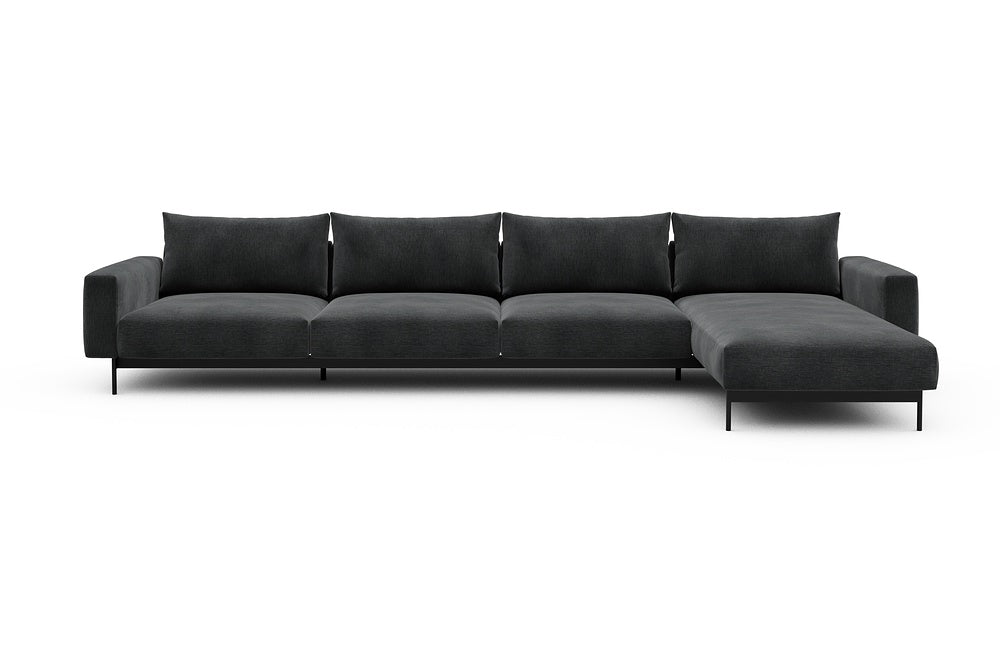Arthon Modular Sofa - D3 - 395 x 185 cm - 3 Seater + Chaise - 811 Smooth Deep Warm Grey