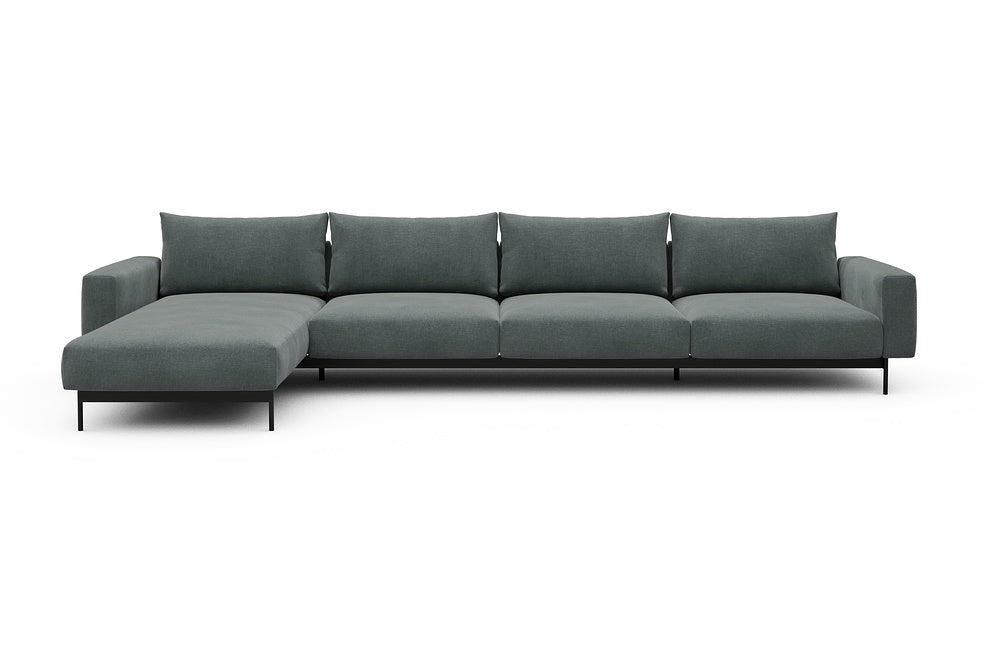 Arthon Modular Sofa - D3M - 395 x 185 cm - Chaise + 3 Seater - 812 Smooth Smooth Silver Grey