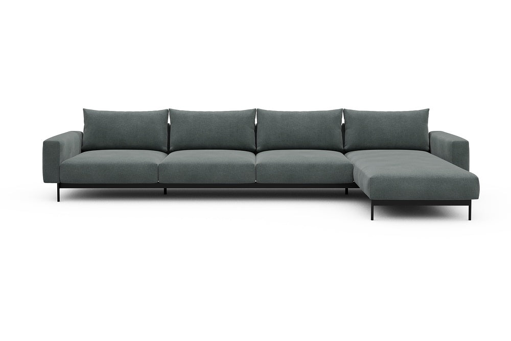 Arthon Modular Sofa - D3 - 395 x 185 cm - 3 Seater + Chaise - 812 Smooth Smooth Silver Grey