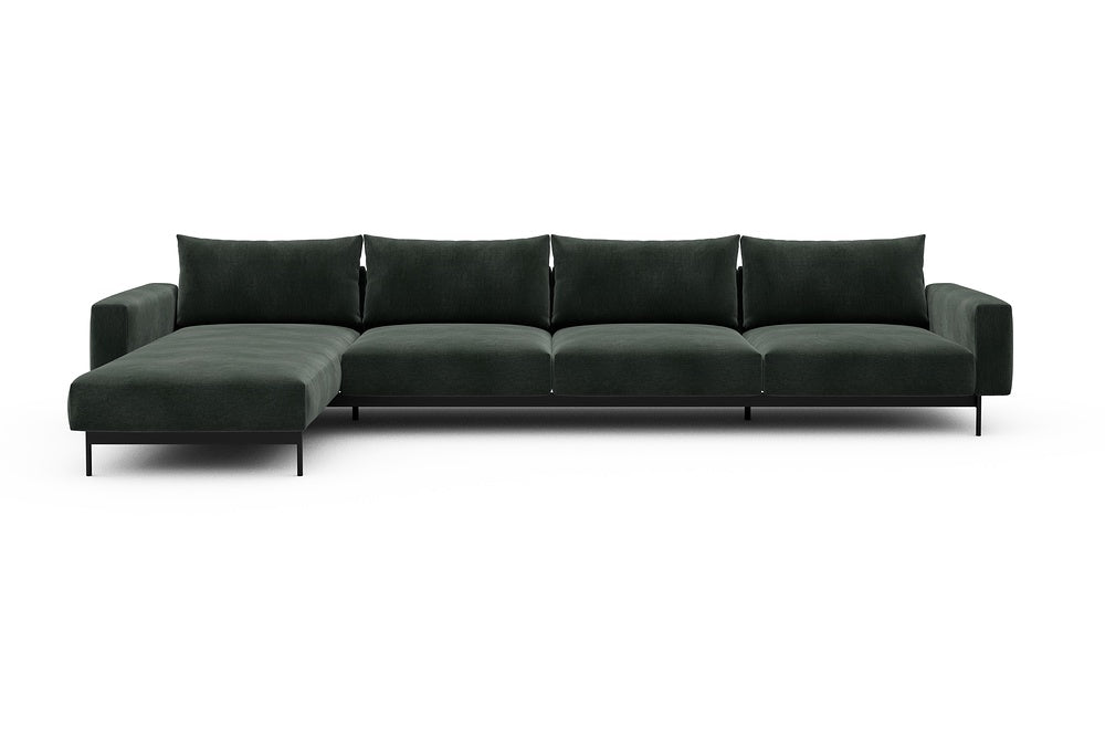Arthon Modular Sofa - D3M - 395 x 185 cm - Chaise + 3 Seater - 814 Smooth Laural Green