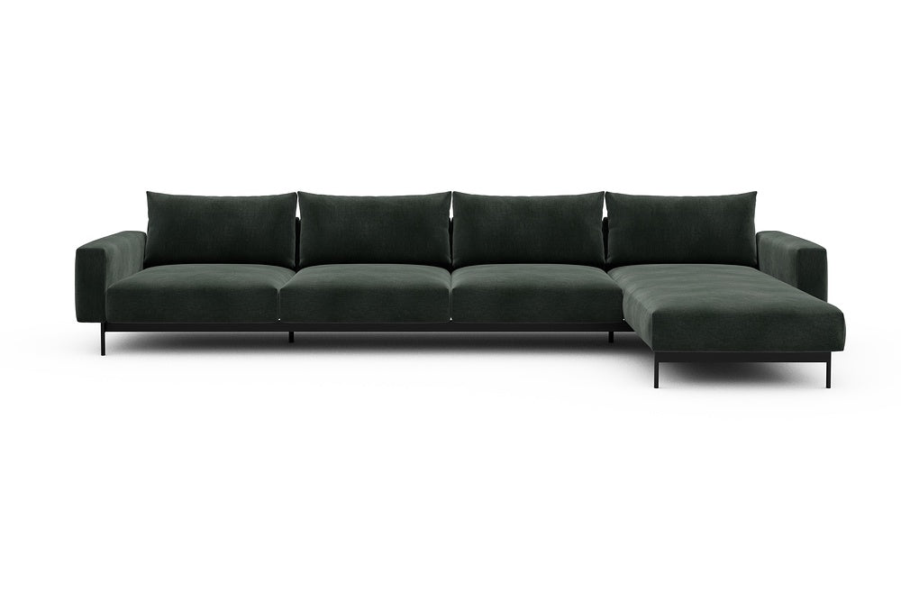 Arthon Modular Sofa - D3 - 395 x 185 cm - 3 Seater + Chaise - 814 Smooth Laural Green